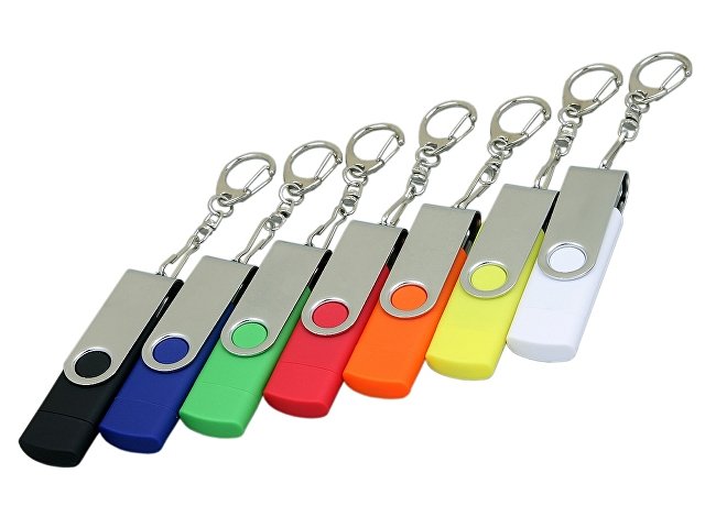 USB 2.0- флешка на 16 Гб с поворотным механизмом и дополнительным разъемом Micro USB thumbnail