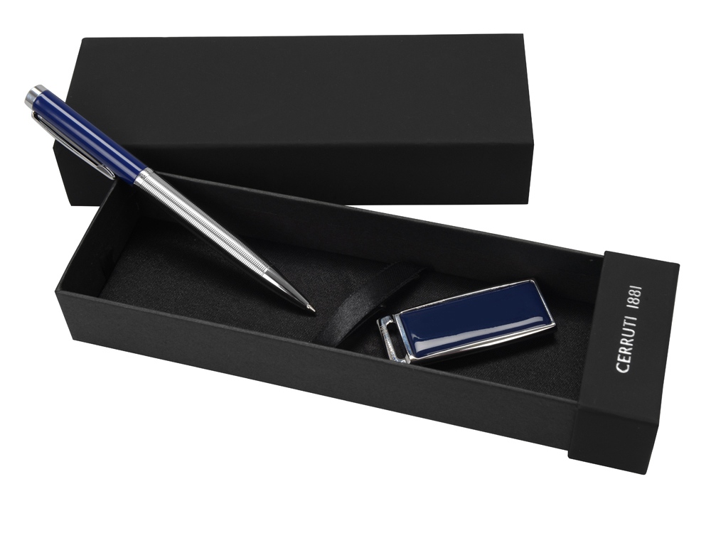 Набор Cerruti 1881: ручка шариковая, флеш-карта USB 2.0 на 8 Гб Zoom Blue