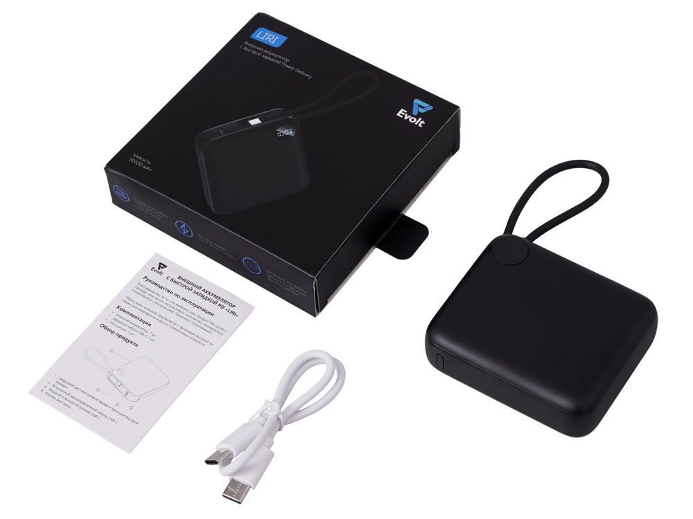 Внешний аккумулятор со встроенным кабелем «Liri», QC/PD, 10000 мАч фото 2 Внешний аккумулятор со встроенным кабелем «Liri», QC/PD, 10000 мАч фото 2