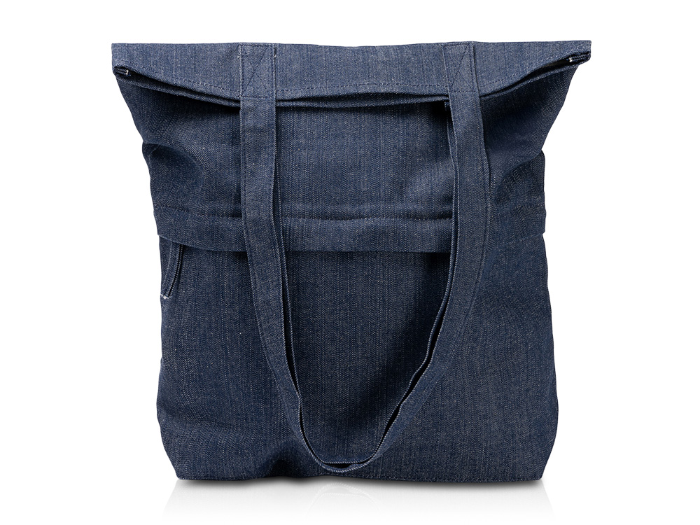 Сумка из переработанной джинсовой ткани «Кирк» с передним карманом на молнии