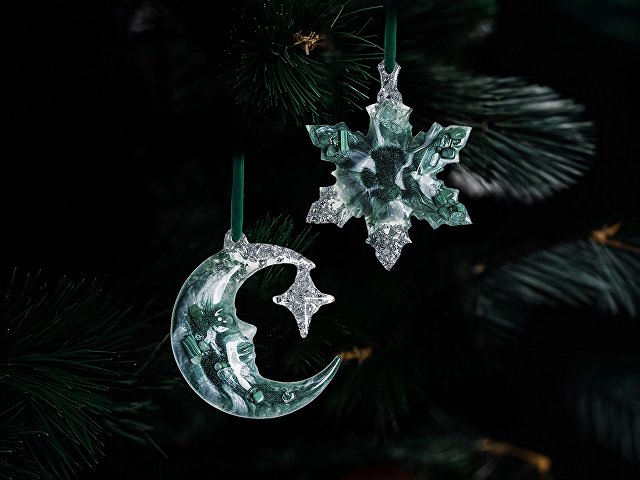 Набор елочных игрушек: Полумесяц, Снежинка thumbnail