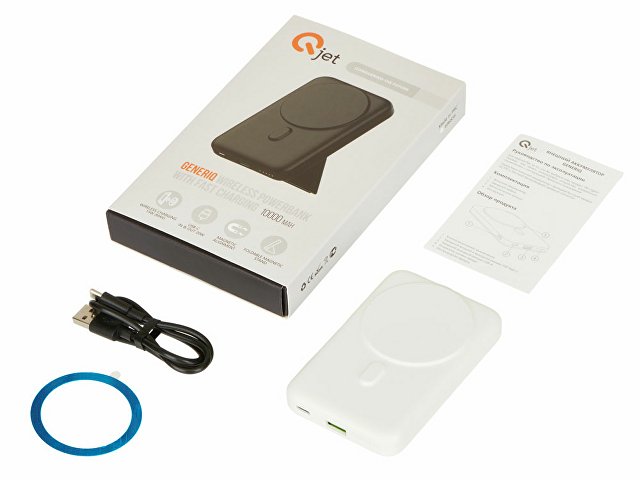 Магнитный внешний беспроводной аккумулятор «GenerIQ»,QC/PD, 10000 мАч thumbnail