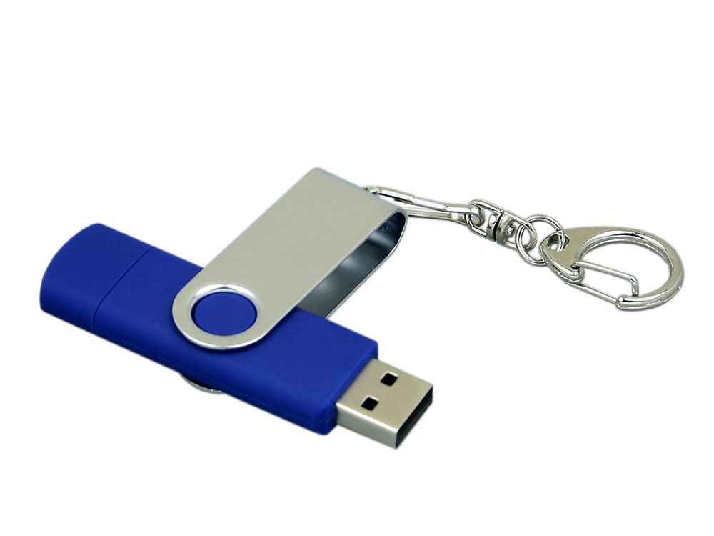 USB 2.0- флешка на 64 Гб с поворотным механизмом и дополнительным разъемом Micro USB USB 2.0- флешка на 64 Гб с поворотным механизмом и дополнительным разъемом Micro USB