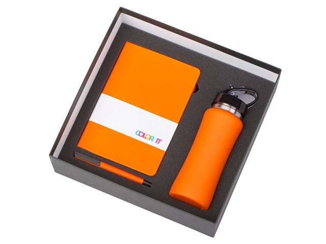 Подарочный набор c блокнотом C1, ручкой и бутылкой