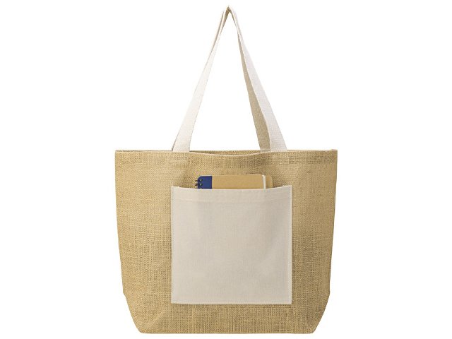 Сумка Jute джутовая с широким дном и карманом thumbnail