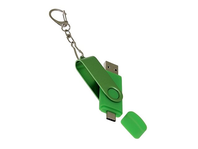 USB 2.0- флешка на 64 Гб с поворотным механизмом и дополнительным разъемом Type-C — фото 4