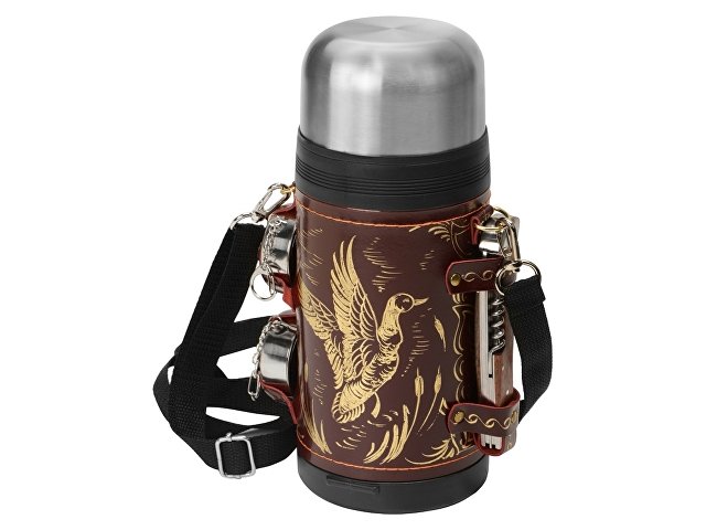 Термос в кожаном чехле thumbnail