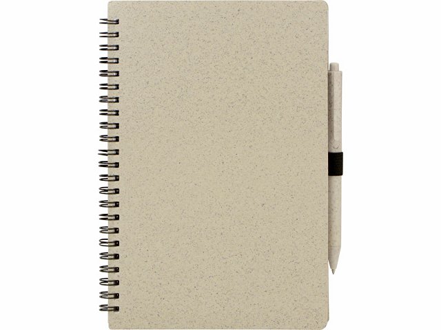 Блокнот А5 «Toledo M» с обложкой из пшеницы и пластика и шариковой ручкой thumbnail