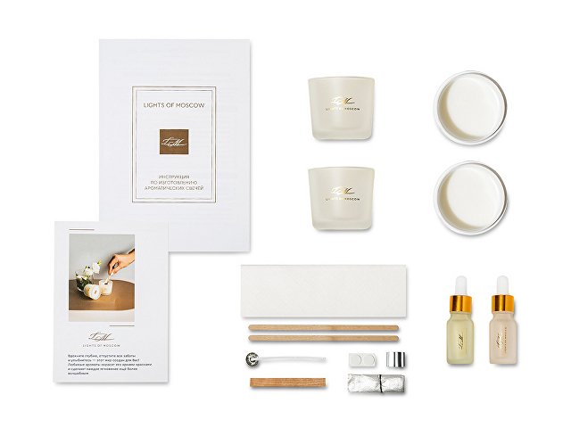 Набор для создания 2-х ароматических свечей: амбра и табак/маракуйя, сандал и пачули thumbnail