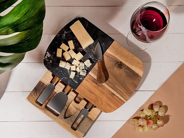 Набор для сыра в подарочной коробке из акации и мрамора «Date» thumbnail