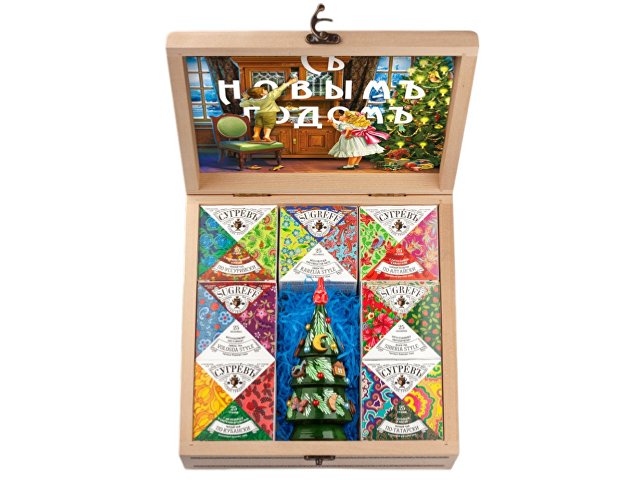 Подарочный набор "Народы России" с чаем и вареньем в деревянной шкатулке без лого thumbnail