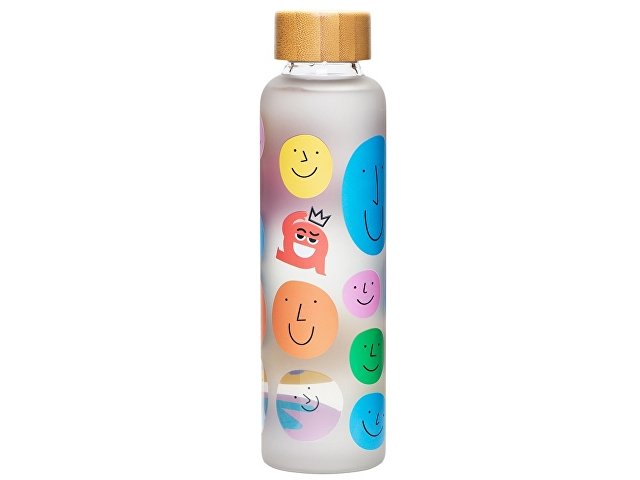 Стеклянная бутылка с бамбуковой крышкой «Foggy», 600 мл с УФ-печатью thumbnail