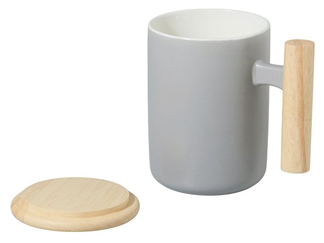 Кружка с ручкой и крышкой из каучукового дерева «Jeny» thumbnail