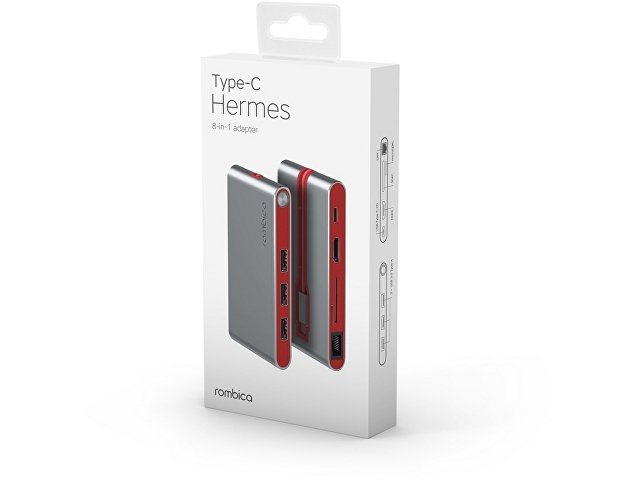 Хаб 8-в-1 Type-C «Hermes», USB 3.0 x 3, Type-C PD, HDMI, LAN, картридер thumbnail