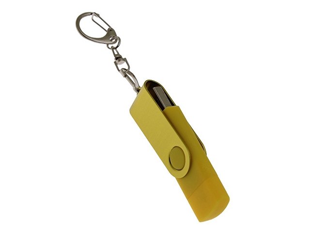 USB 2.0- флешка на 128 Гб с поворотным механизмом и дополнительным разъемом Type-C — фото 2