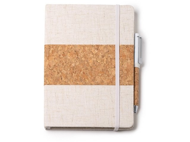 Набор блокнот с ручкой из пробки и хлопка «Beret» thumbnail