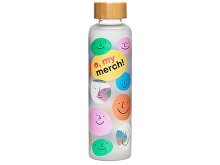 Стеклянная бутылка с бамбуковой крышкой «Foggy», 600 мл с УФ-печатью