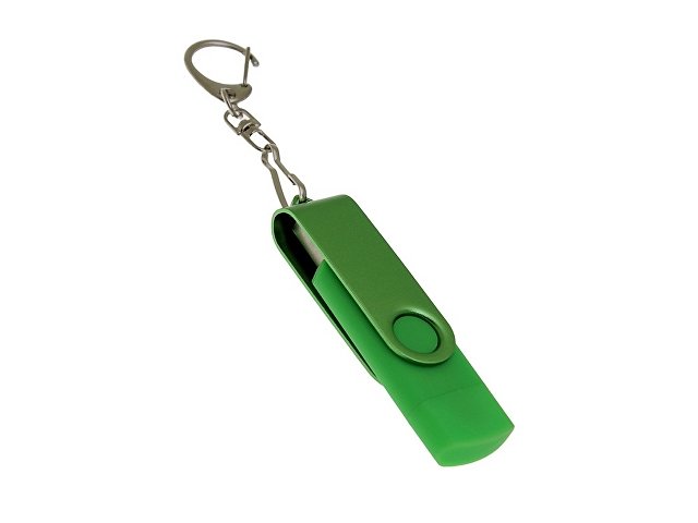 USB 2.0- флешка на 128 Гб с поворотным механизмом и дополнительным разъемом Type-C