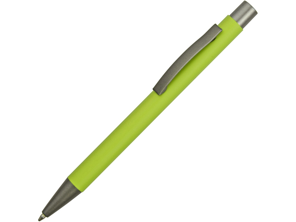 Ручка металлическая soft touch шариковая Tender с зеркальным слоем, зеленое яблоко/серый