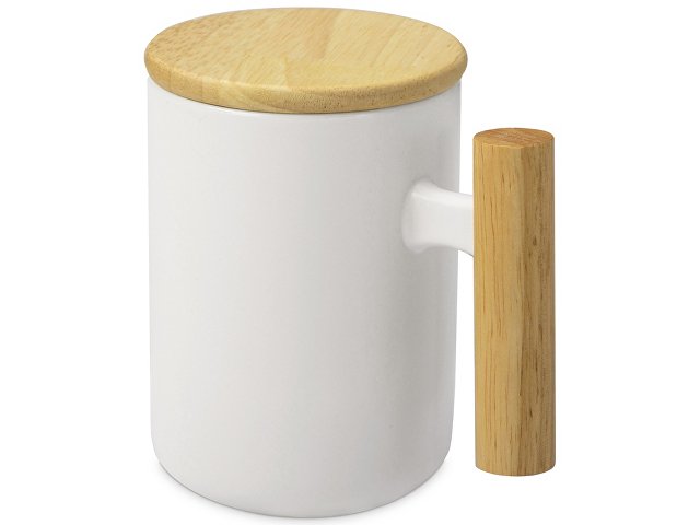 Кружка с ручкой и крышкой из каучукового дерева «Jeny» thumbnail