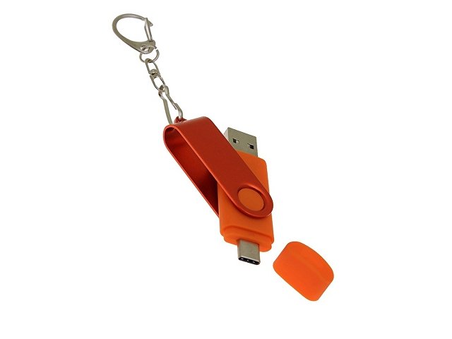 USB 3.0- флешка на 64 Гб с поворотным механизмом и дополнительным разъемом Type-C — фото 4