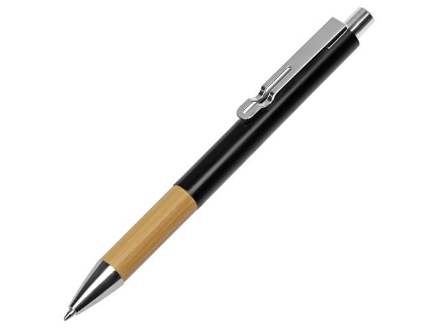 Ручка металлическая шариковая "Sleek", черный/бамбук