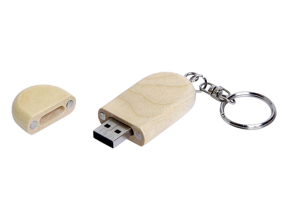USB 2.0- флешка на 4 Гб овальной формы и колпачком с магнитом