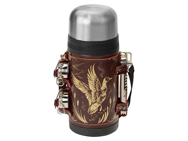 Термос в кожаном чехле thumbnail