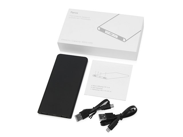 Внешний аккумулятор с подсветкой логотипа «Faros», soft-touch, 4000 mAh thumbnail