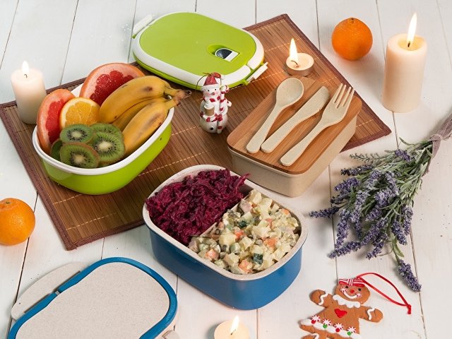 Ланч-бокс «Lunch» из пшеничного волокна с бамбуковой крышкой thumbnail