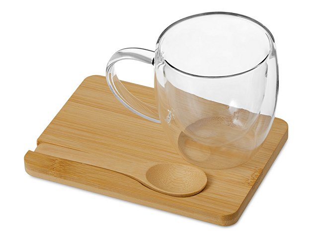 Кружка с двойными стенками на подставке с ложкой «Teatrio» thumbnail