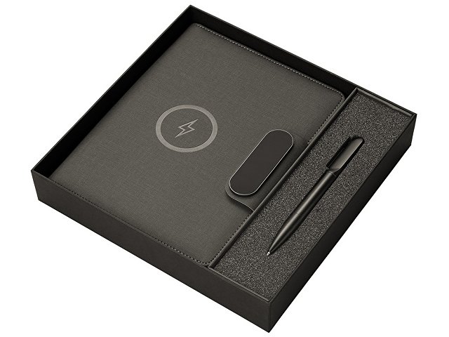 Подарочный набор «Twilight»: органайзер А5 с беспроводной зарядкой и металлическая шариковая ручка со светящимся логотипом thumbnail