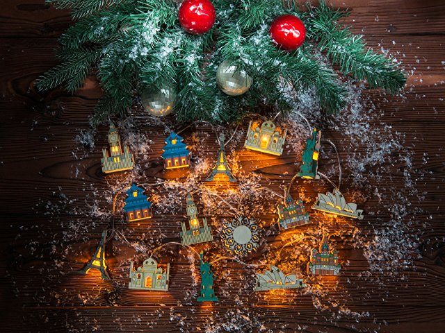 Ёлочная гирлянда с лампами в подарочной коробке «Достопримечательности мира» thumbnail