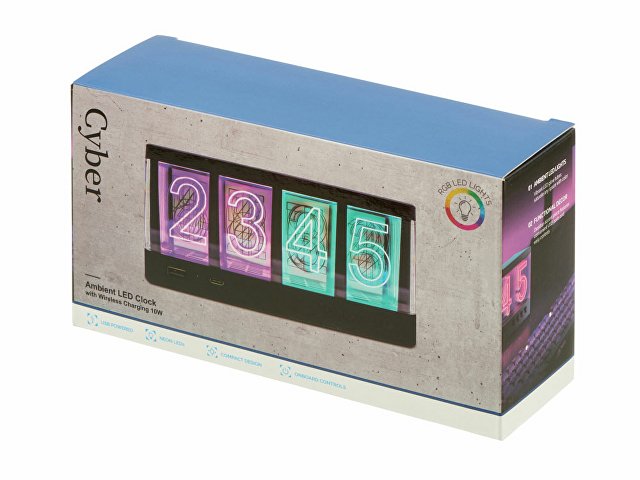 Часы с LED-подсветкой и беспроводной зарядкой «Cyber», 10 Вт thumbnail