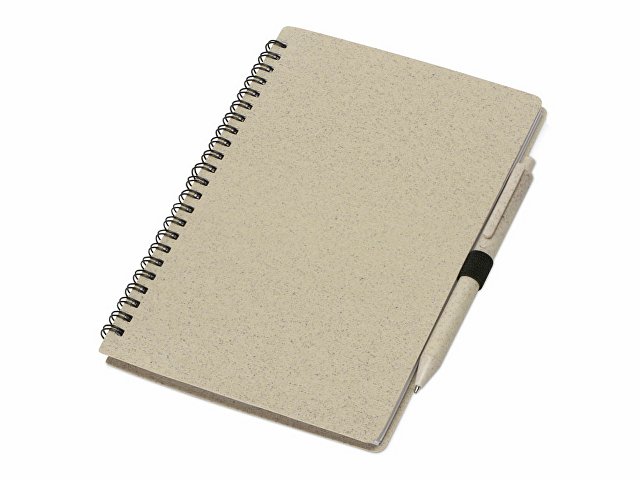 Блокнот А5 «Toledo M» с обложкой из пшеницы и пластика и шариковой ручкой thumbnail