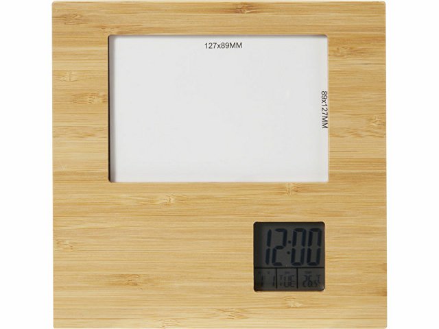 Бамбуковая фоторамка «Sasa» с метеостанцией thumbnail