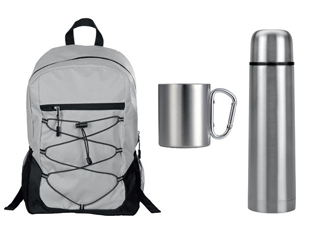 Набор туриста с термосом и кружкой в рюкзаке thumbnail