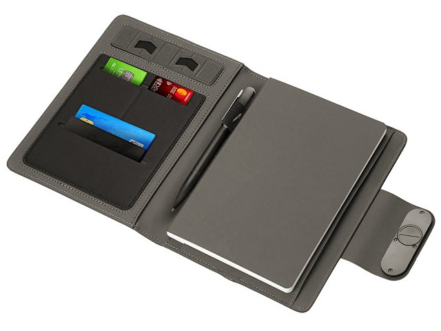 Подарочный набор «Twilight»: органайзер А5 с беспроводной зарядкой и металлическая шариковая ручка со светящимся логотипом thumbnail