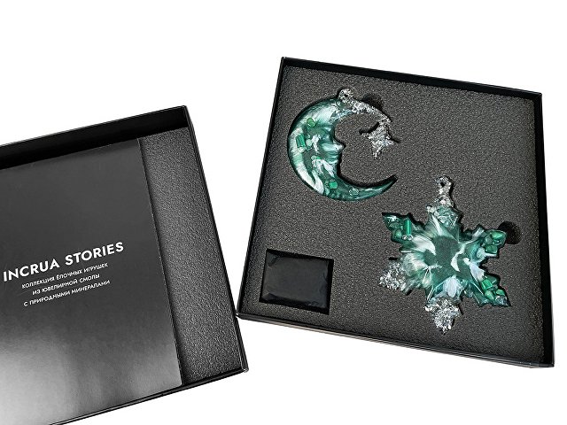 Набор елочных игрушек: Полумесяц, Снежинка