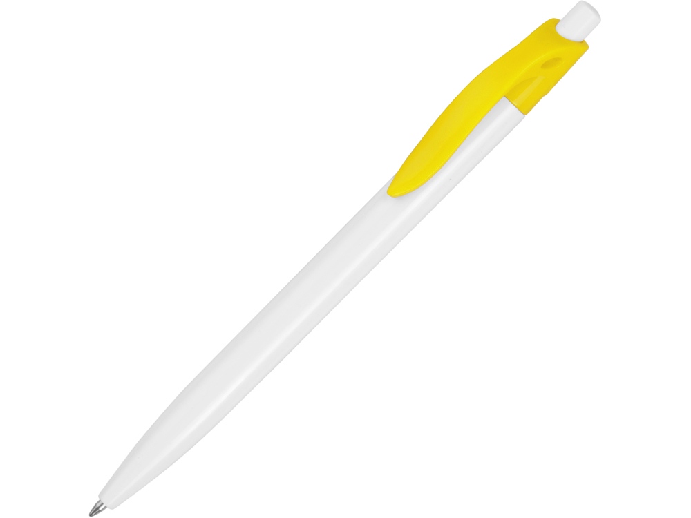 Белая ручка Какаду с желтым клипом под нанесение логотипа