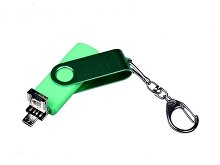 USB 2.0/micro USB/Type-С- флешка на 64 Гб 3-в-1 с поворотным механизмом