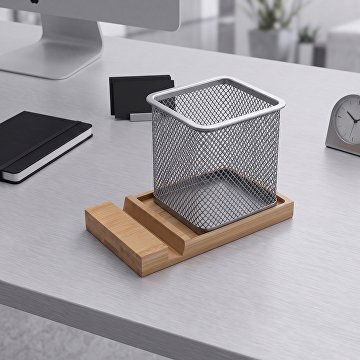 Подставка для ручек и телефона "Fika", натуральный/серый