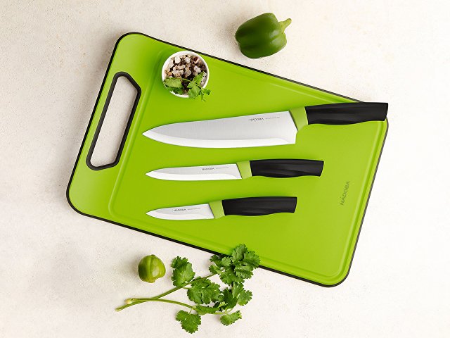 Набор из 3 ножей с пластиковой разделочной доской «OLIVIA»