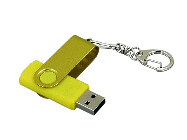 USB 3.0- флешка промо на 128 Гб с поворотным механизмом и однотонным металлическим клипом thumbnail