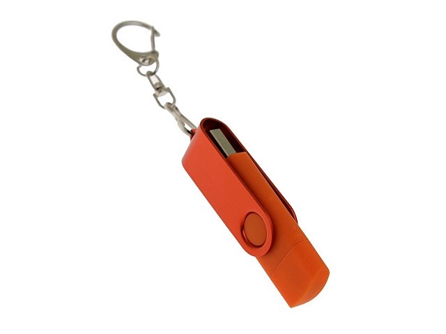 USB 2.0- флешка на 128 Гб с поворотным механизмом и дополнительным разъемом Type-C — фото 2