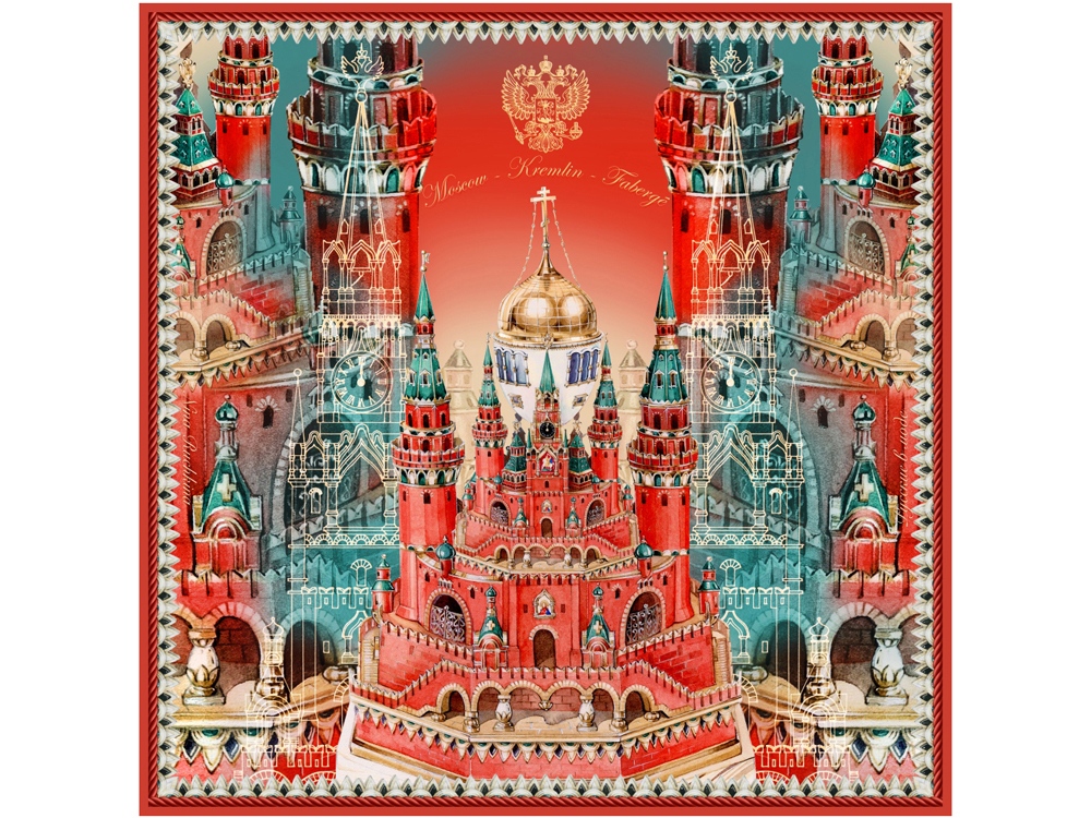 Платок «Кремль - Москва - Фаберже» (арт. 94905) - купить в Москве | Oasis - корпоративные подарки в Москве, с нанесением логотипа и без
