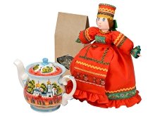 Подарочный набор «Кремлевский»: кукла на чайник, чайник заварной с росписью, чай травяной (арт. 6270)