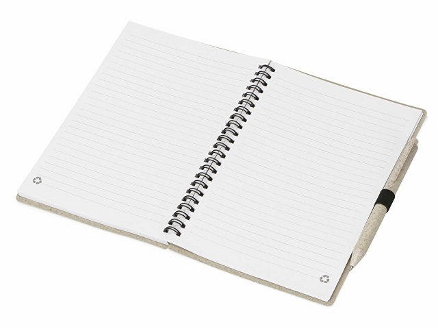 Блокнот А5 «Toledo M» с обложкой из пшеницы и пластика и шариковой ручкой thumbnail