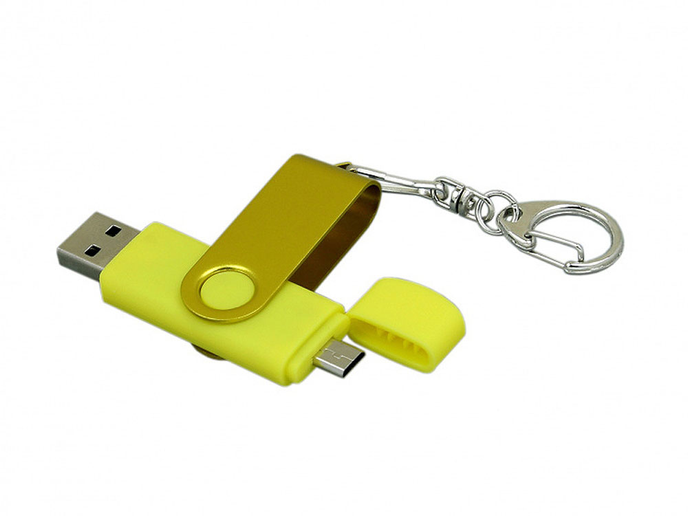 USB 2.0- флешка на 64 Гб с поворотным механизмом и дополнительным разъемом Micro USB USB 2.0- флешка на 64 Гб с поворотным механизмом и дополнительным разъемом Micro USB