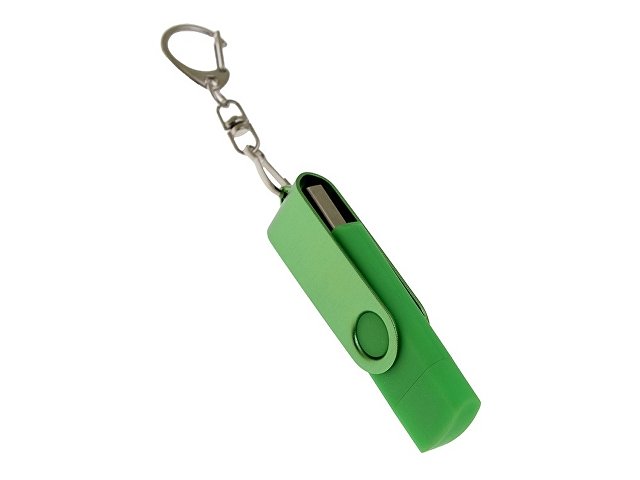 USB 2.0- флешка на 64 Гб с поворотным механизмом и дополнительным разъемом Type-C — фото 2